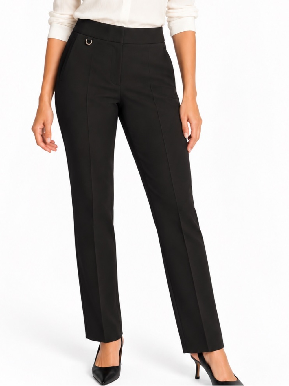 Adrianna Papell Black Slim Straight Leg 27” Dress Pants Size 10